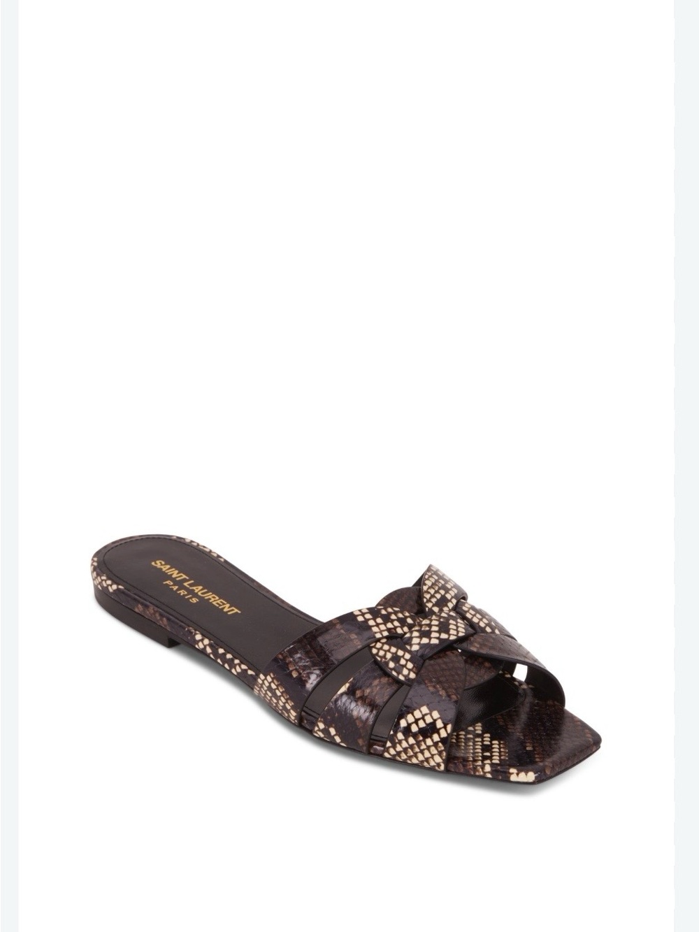 Saint Laurent Brown Python -Print Leather Tribute sandals. Size 37.5. Worn twice